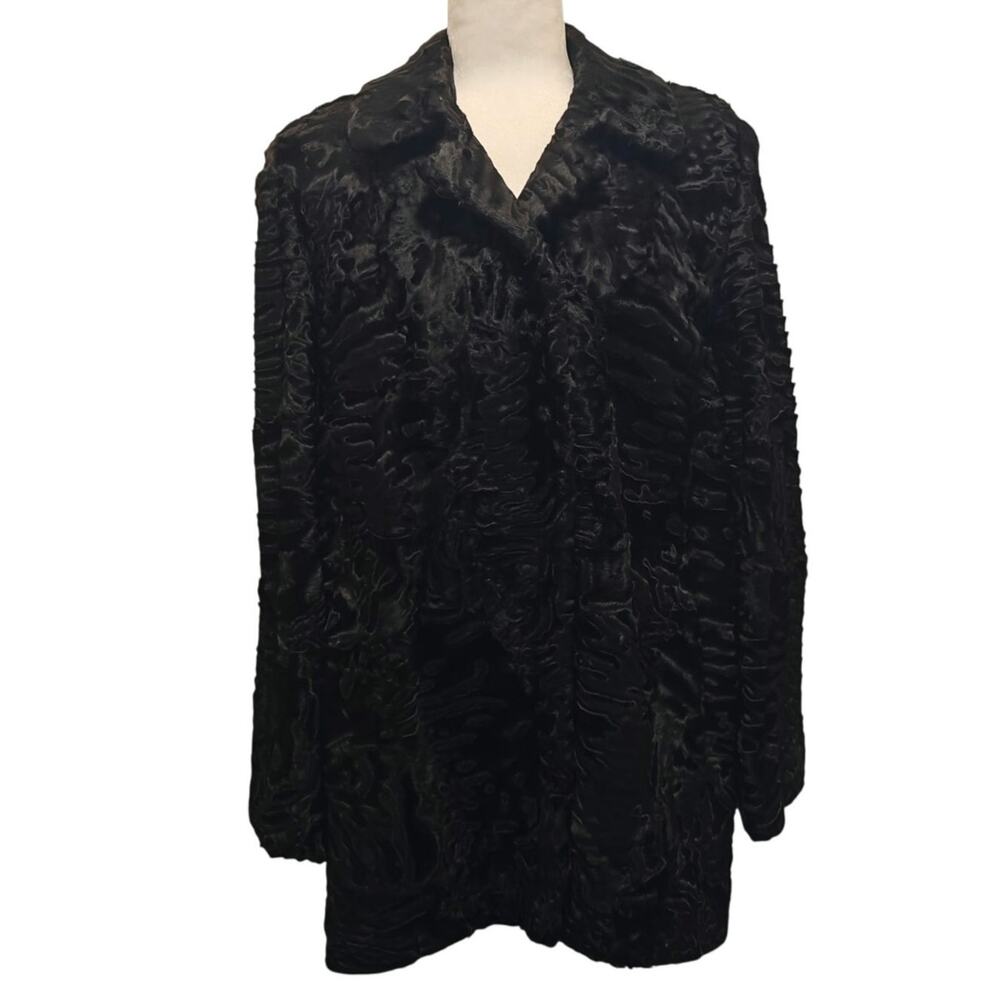 Vintage Black Swakara wool Coat by furs Alixandre NY sz M